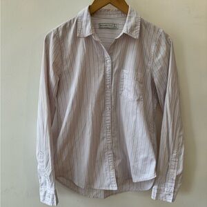 Abercrombie & Fitch Light Pink and Blue Striped Shirt Women’s Small